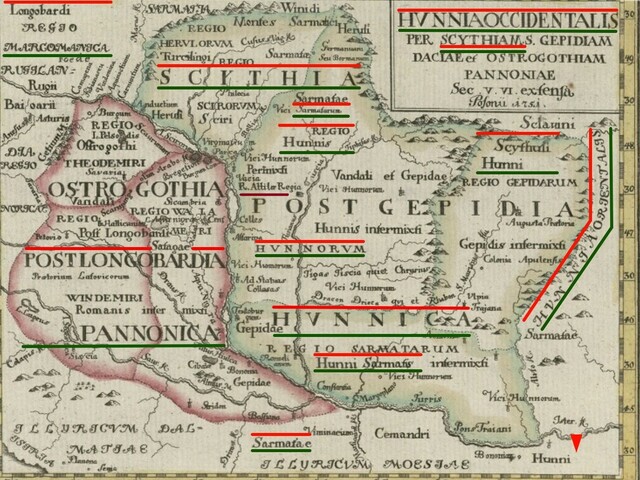 TÉRKÉP - Hunnia - Szkítia - Pannónia (5. század)