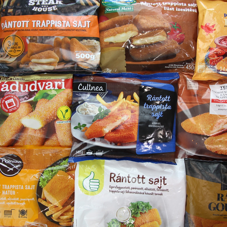 Nagy natúr fagyasztott rántott sajt teszt