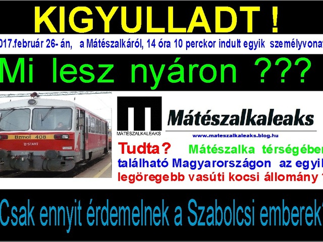 Kigyulladt  a Mátészalkáról indult vonat !