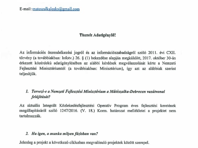 A következő Uniós ciklusban valósulhat meg a Mátészalka-Debrecen vasútvonal rekonstrukciója!