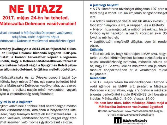 Elkészült  a szóróanyagunk. Olvasd és terjeszed!