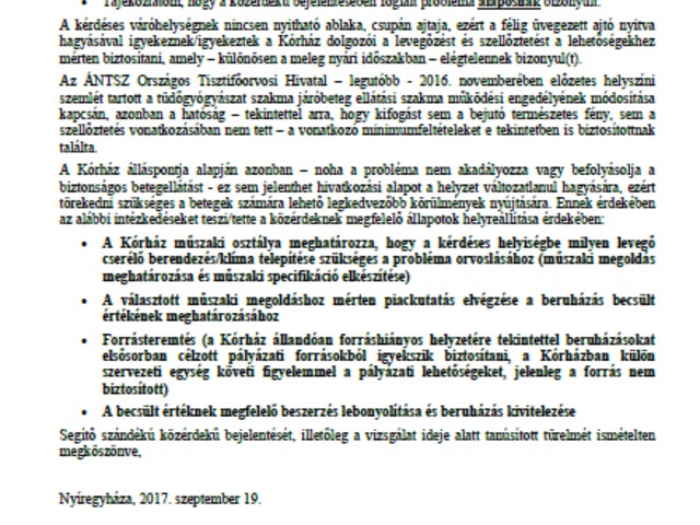 Siker: a közérdekű bejelentésünk eredményes, klímát szerelnek fel a mátészalkai tüdőszűrő helyiségben!