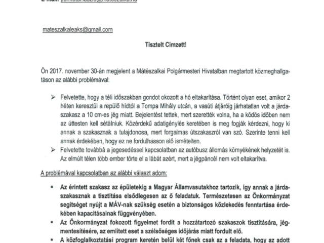 Válaszok érkeztek a közmeghallgatáson elhangzott kérdéseinkre!