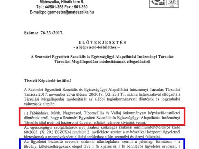 Nőhet a mátészalkai központi ügyelet leterheltsége, a személyi feltételek változatlanok maradhatnak!