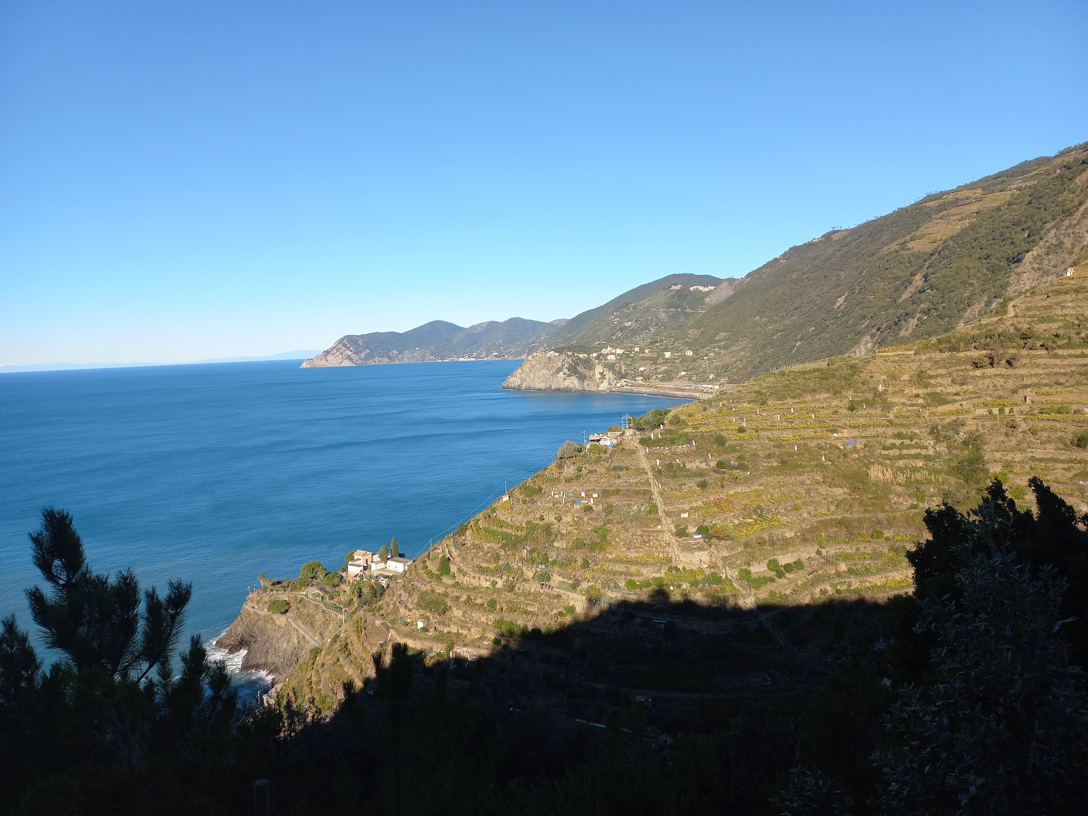 Manarola fölötti lankák az adventi világítás szobraival