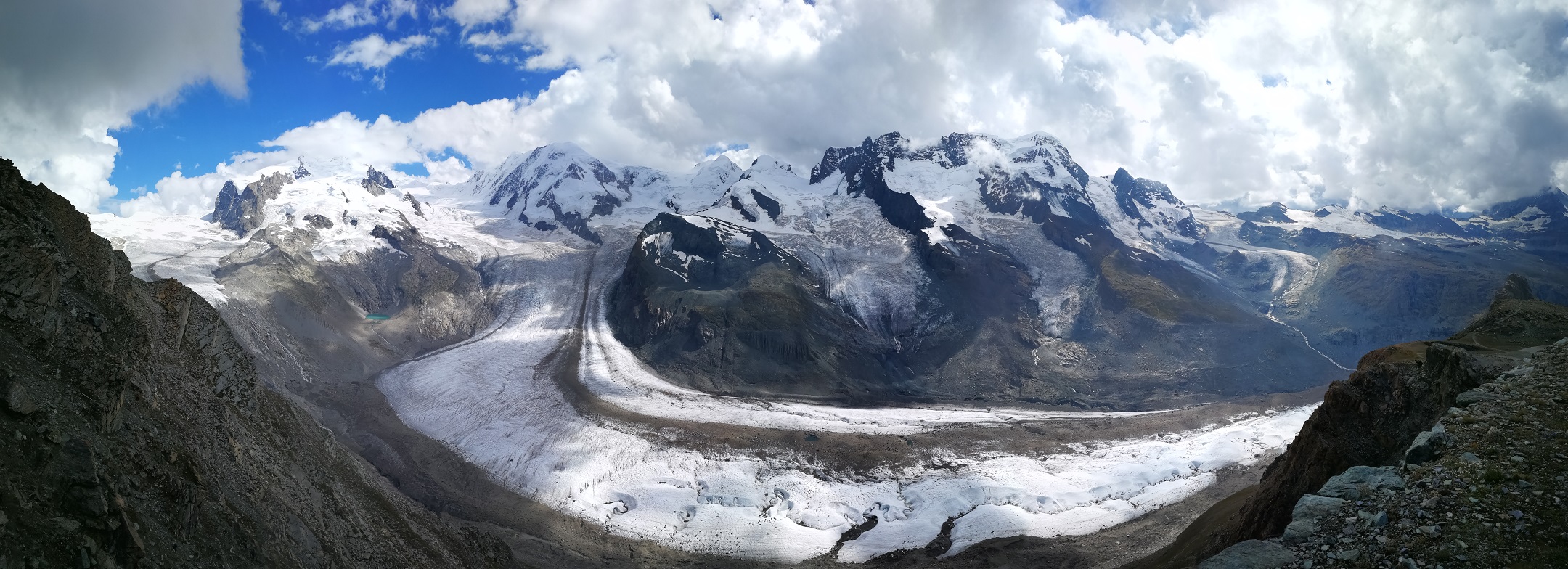 A Gornergletscher, az Alpok második leghosszabb gleccsere