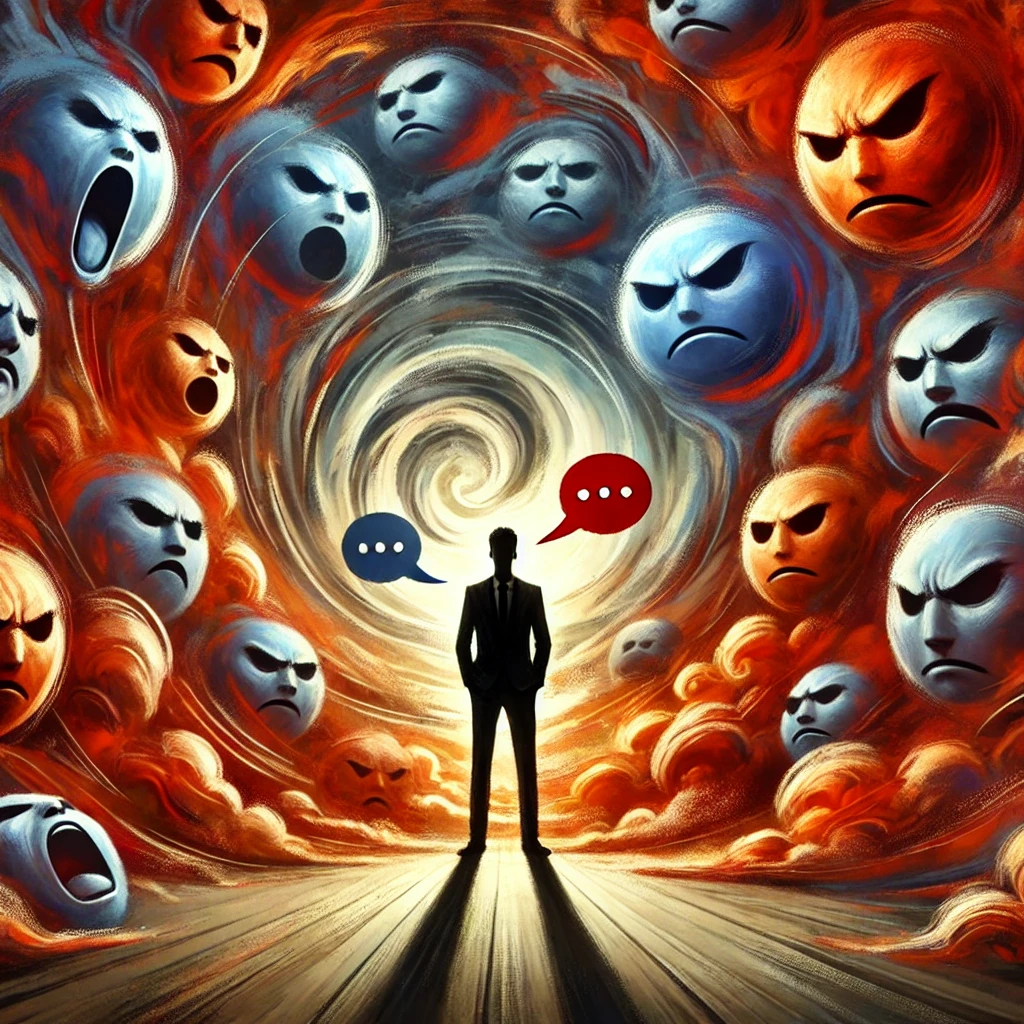 dall_e_2025-02-23_20_43_12_a_conceptual_illustration_of_a_person_at_the_center_of_a_storm-like_swirl_of_angry_faces_and_speech_bubbles_symbolizing_arguments_the_central_figure.webp