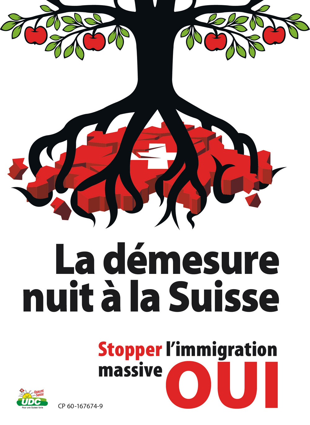 A plakát Svájc pusztulását vizionálja. 