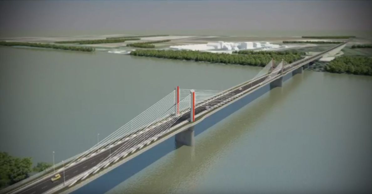 A tervezett Paks-Kalocsa híd látványrajza (Forrás: https://www.youtube.com/watch?v=NsqGDWTKHfc)