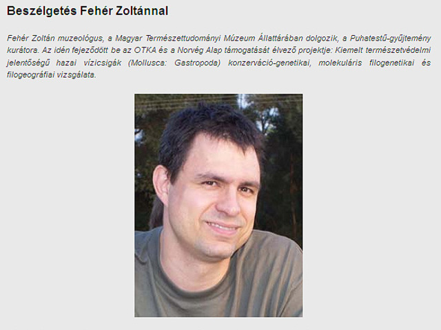 2011 augusztusában Fehér Zoltán lett a hónap kutatója