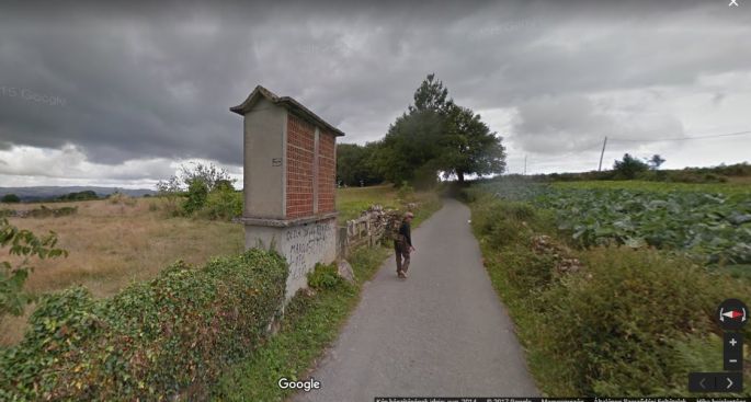 El camino, Francia Út, a régi 100-as útjelző kőhöz vezető út a Google Earth szerint