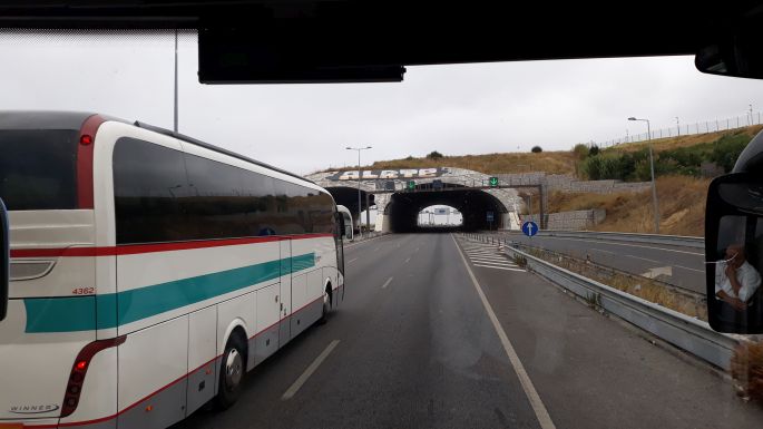 Portugál camino, autópálya busszal