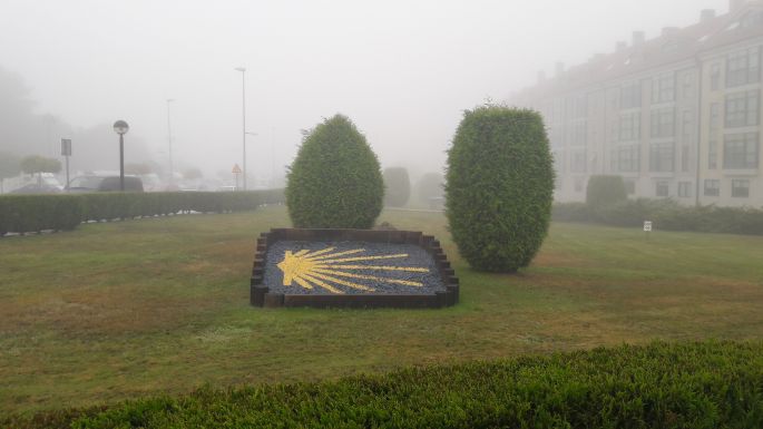 Portugál Camino, sárga kagyló jel