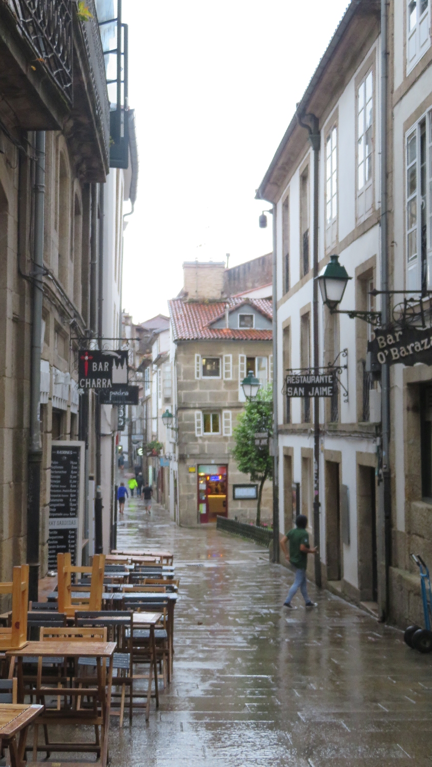 El Camino, Santiago de Compostela, szűk óvárosi utca