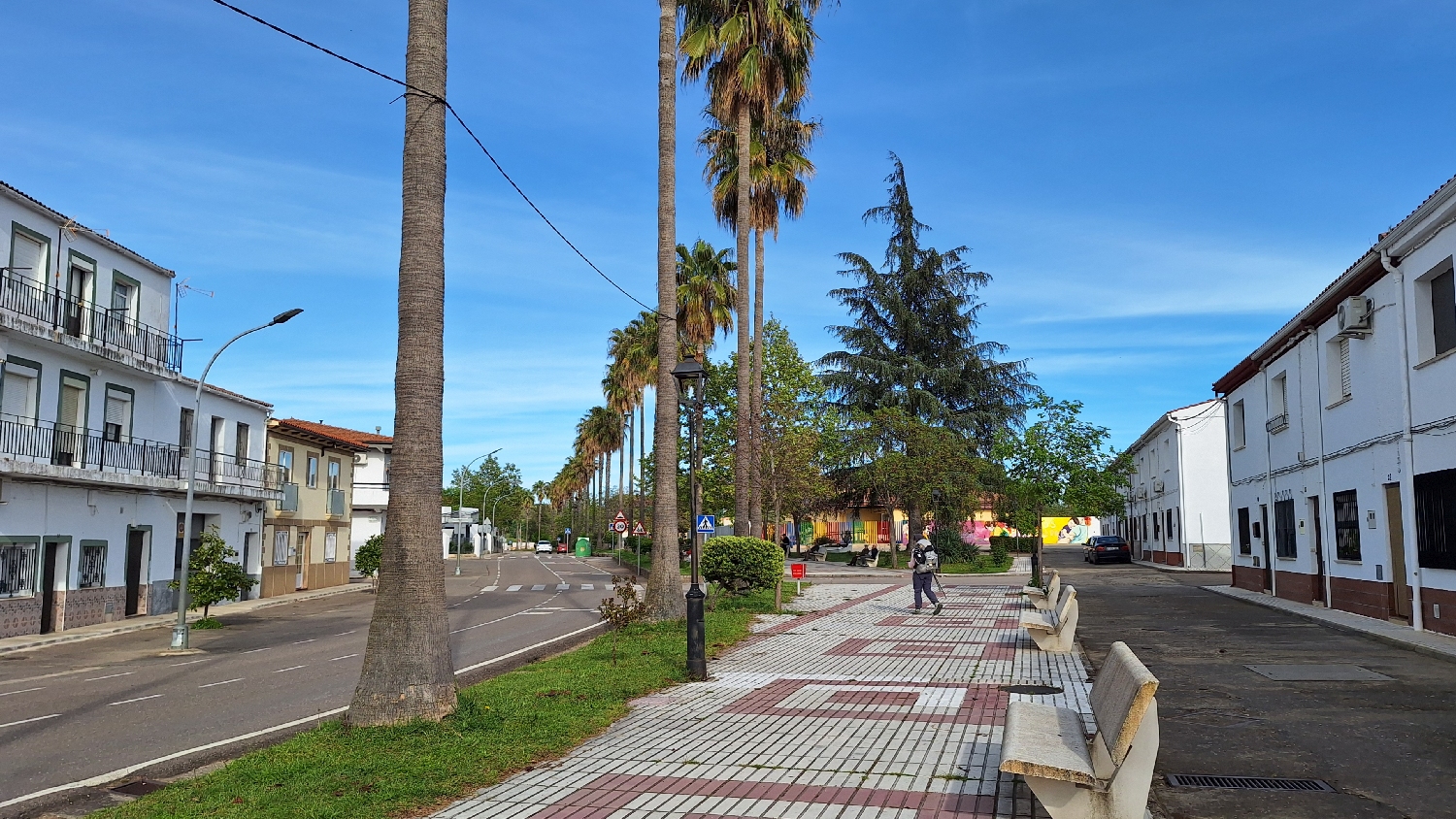 Vía de la Plata, Riolobos, főutca pálmafákkal