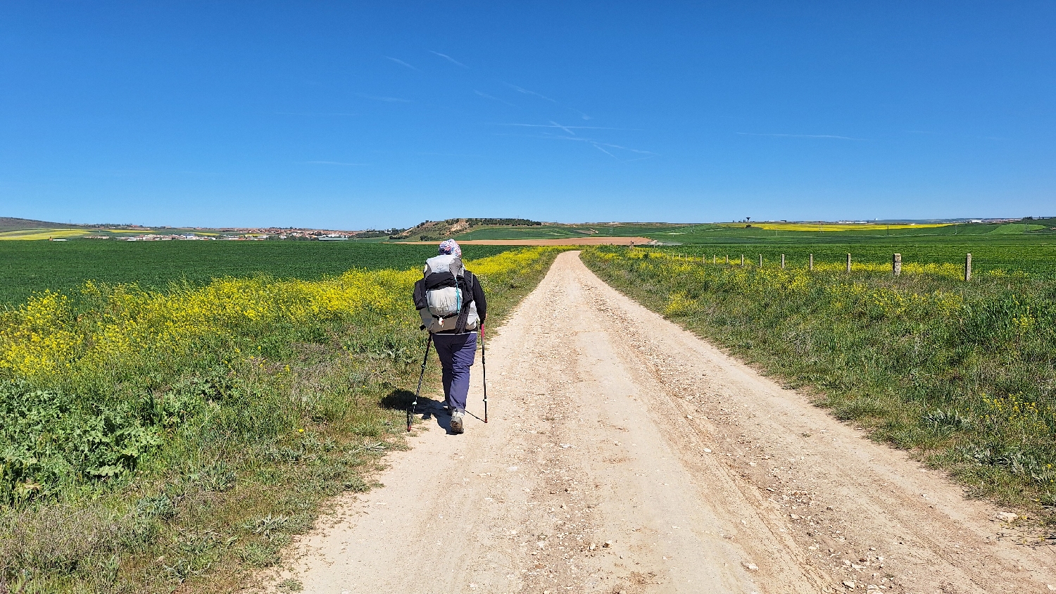 Vía de la Plata, széles földút vezet Salamanca felé