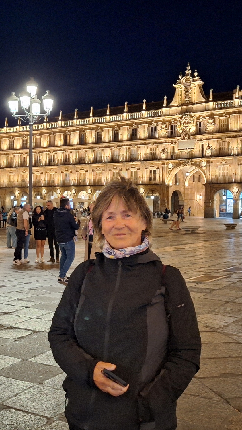 Vía de la Plata, Salamanca, a Plaza Mayor esti fényben és Rózsa