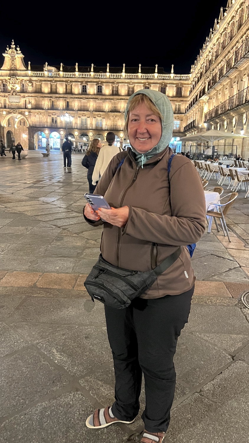 Vía de la Plata, Salamanca, a Plaza Mayor esti fényben és Andrea