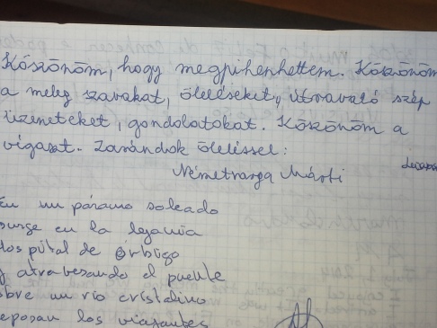 Köszönöm, hogy megpihenhettem. Köszönöm a meleg szavakat, öleléseket, útravaló szép üzeneteket, gondolatokat. Köszönöm a vígaszt. Zarándok öleléssel:<br />Német Varga Márti