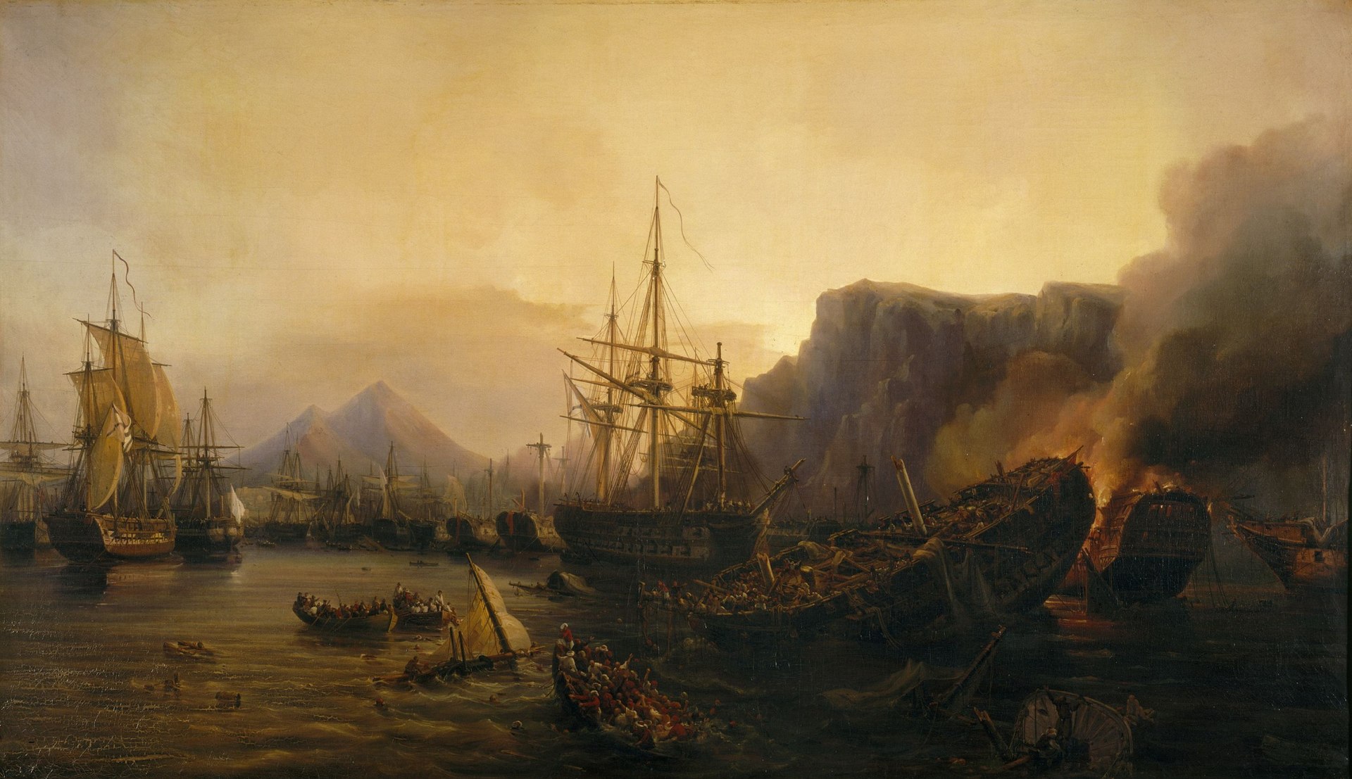 burning_and_beached_hulks_of_ottoman_warships_under_the_cliffs_of_navarino_painting_by_auguste_mayer.jpg