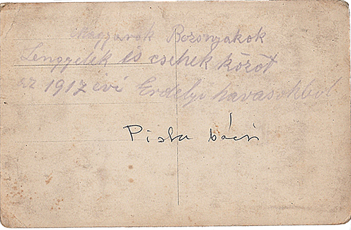 A fotó hátoldalán: Magyarok bosnyákok, lengyelek és csehek között az 1917 évi Erdélyi havasokból