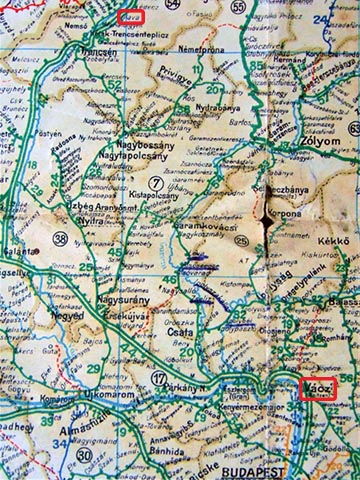 Az Osztrák–Magyar Monarchia 1914-es közlekedési térképe, melyen jól látható az Illavától Vácig tartó vasúti útvonal (Kiadja: Freytag G. és Berndt, Bécs, a térkép a szerző birtokában)