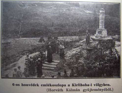 Az emlékoszlop avatása és felszentelése 1917-ben.