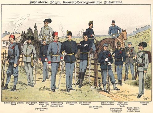 Osztrák–magyar gyalogosok 1898-ban egy képeslapon