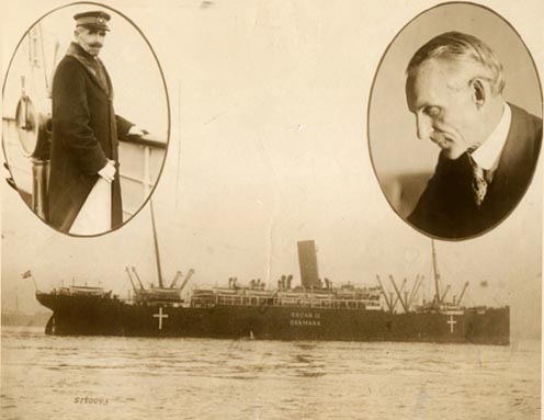 Az Oscar II. békehajó, G. W. Hempel kapitány és Henry Ford
