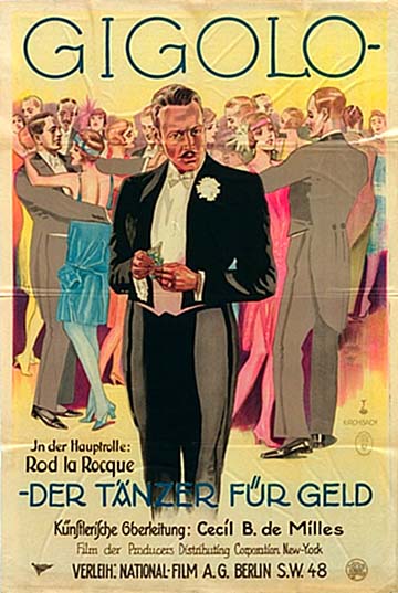 „Fizetett táncos” – A Gigolo című 1926-os amerikai film németországi plakátja