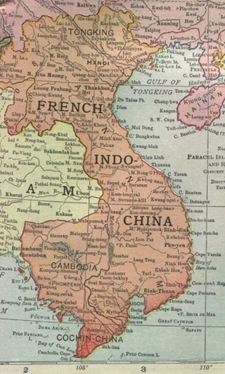 Francia Indokína térképe, amelyen Saigon egy déli öböl partján látható