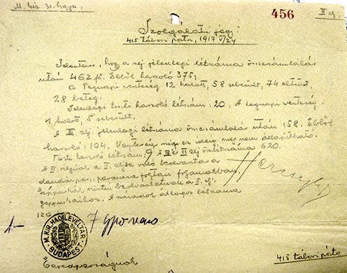 Herczegh Géza százados jelentése a dandárparancsnokságnak, 1917. május 24-én