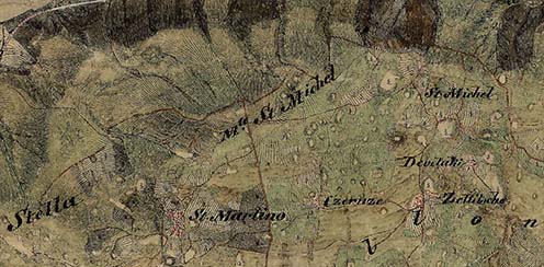 A Monte San Michele a második katonai felmérésen
