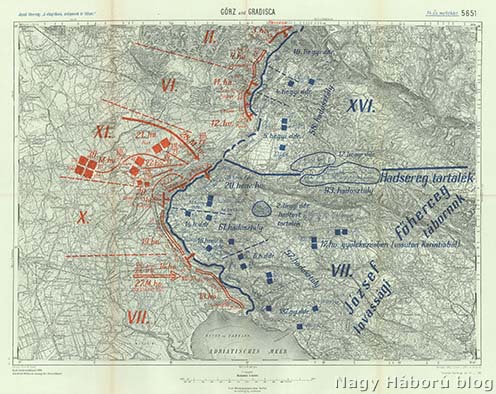 Harctéri helyzet a Doberdó-fennsíkon a 2. isonzói-csata kezdetén (1915. július 18.)
