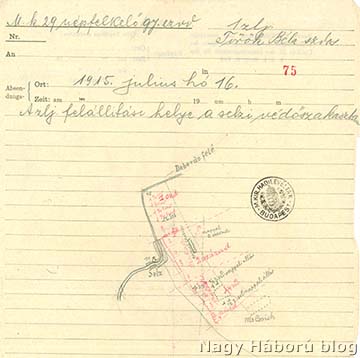 A 29/I. népfelkelő zászlóalj felállítási helye 1915. július 16-án