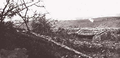 A 70-es magaslat tüzérségi tűzben 1916 tavaszán, olasz oldalról nézve