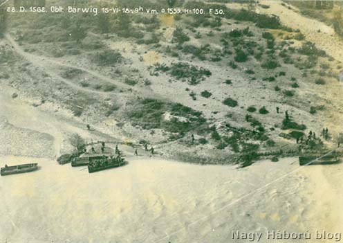 1918. június 15-én 9 órakor Barwig főhadnagy által a piavei átkelésről készített légifelvételek
