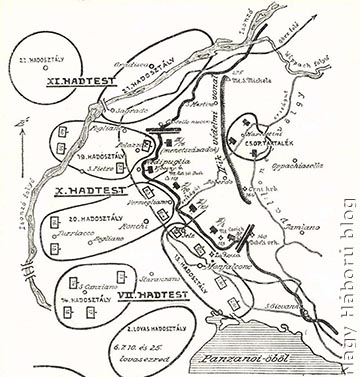 A védekező csapatok helyzete 1915. június 29-én a nagy olasz támadások előtt