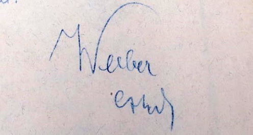 Weeber Ede ezredes aláírása a Harctudósításon. Hősi halált halt 1915. október 24-én
