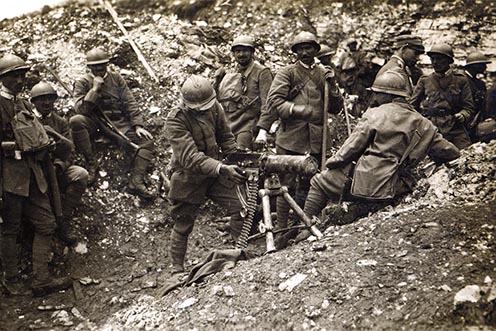 Olasz gyalogság osztrák–magyar géppuskával