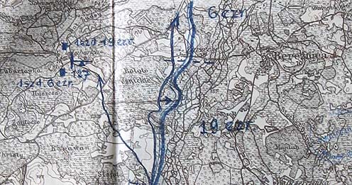 A visszavonulás után kiépített állás vonala a Stochod folyó melletti mocsárban