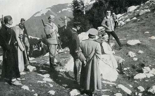 I. Nikola és vezérkara a harctér közelében 1915-ben
