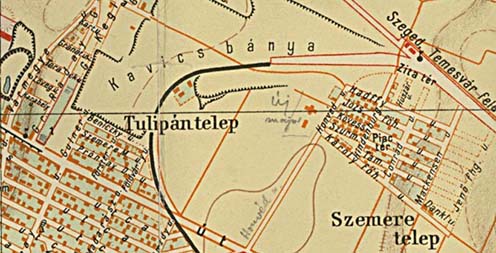 1920-as évekbeli térkép Ó-Szemeretelep és Miklóstelep háborús utcaneveivel