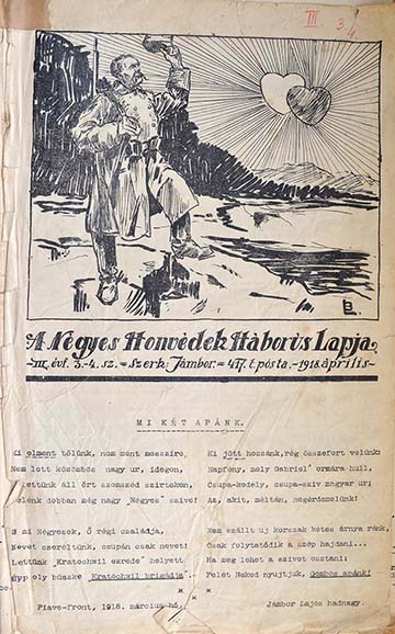 A Négyes Honvédek Háborús Lapja 1918. áprilisi számának címlapja