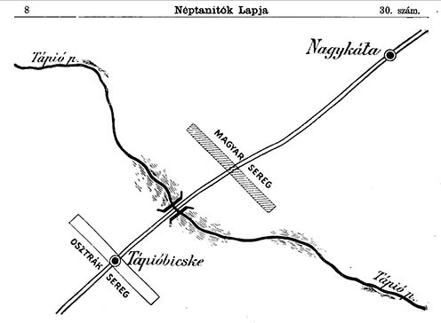 Kaposi Károly tanító szemléltető térképe 9-10 éves gyermekeknek a tápióbicskei csatáról