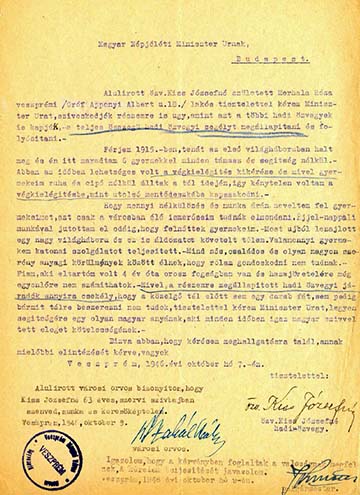 Kiss Józsefné veszprémi első világháborús hadiözvegy 1946-ban, a népjóléti miniszterhez írott kérelme és az arra adott válasz