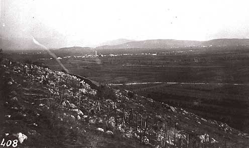 Panorama dal colle di Medea, verso il Carso di San Martino e del San Michele