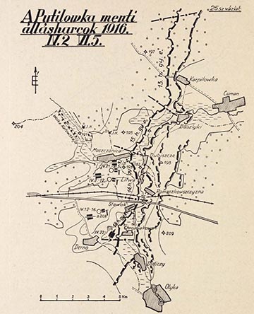 A Putilowka menti állásharcok 1916. április 2. - június 5. között. A naplóíró ütege 1916 húsvétján