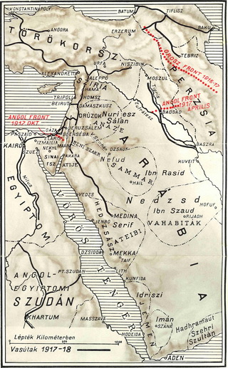 A kisázsiai vasútvonalak és frontvonalak 1917–1918-ban