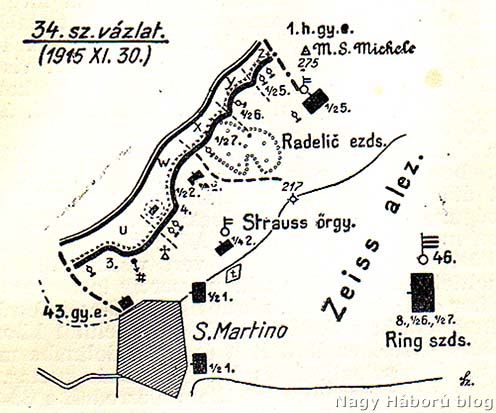 A 46-osok állása 1915 december 3-án